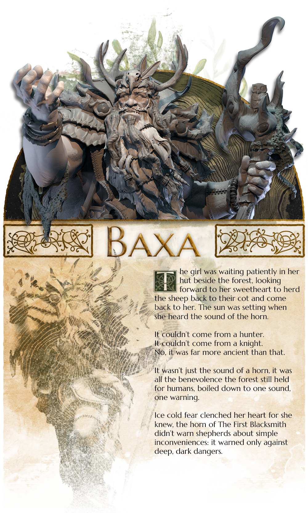 Akelarre Models Baxa figurine résine 75 mm protecteur forêt