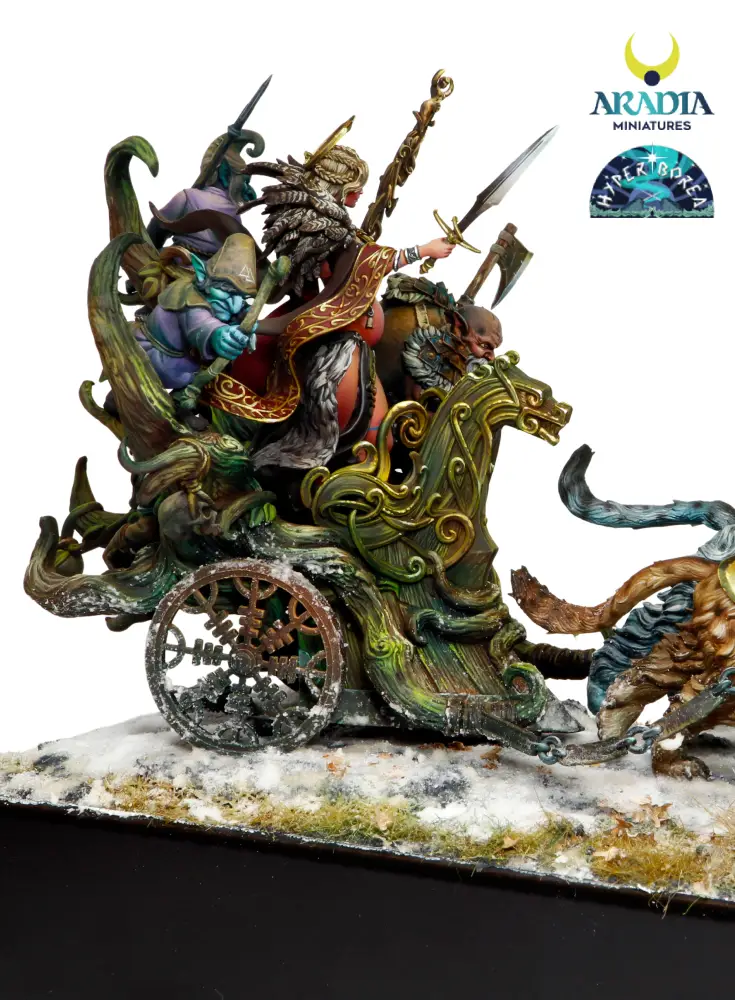 Aradia Hyperborea Freya on chariot figurine résine char