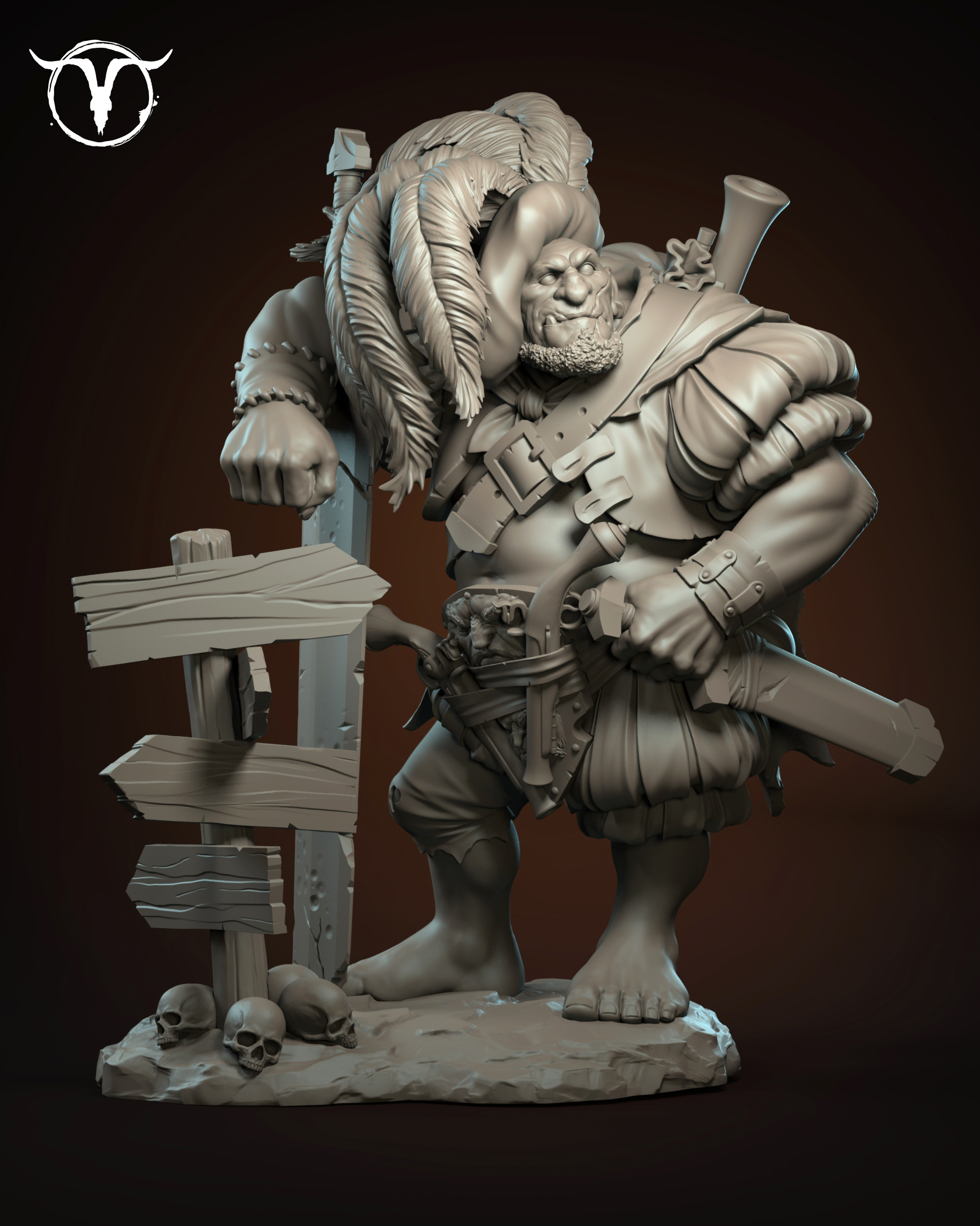 Akelarre Models Marduk Ogre 80mm figurine résine gold