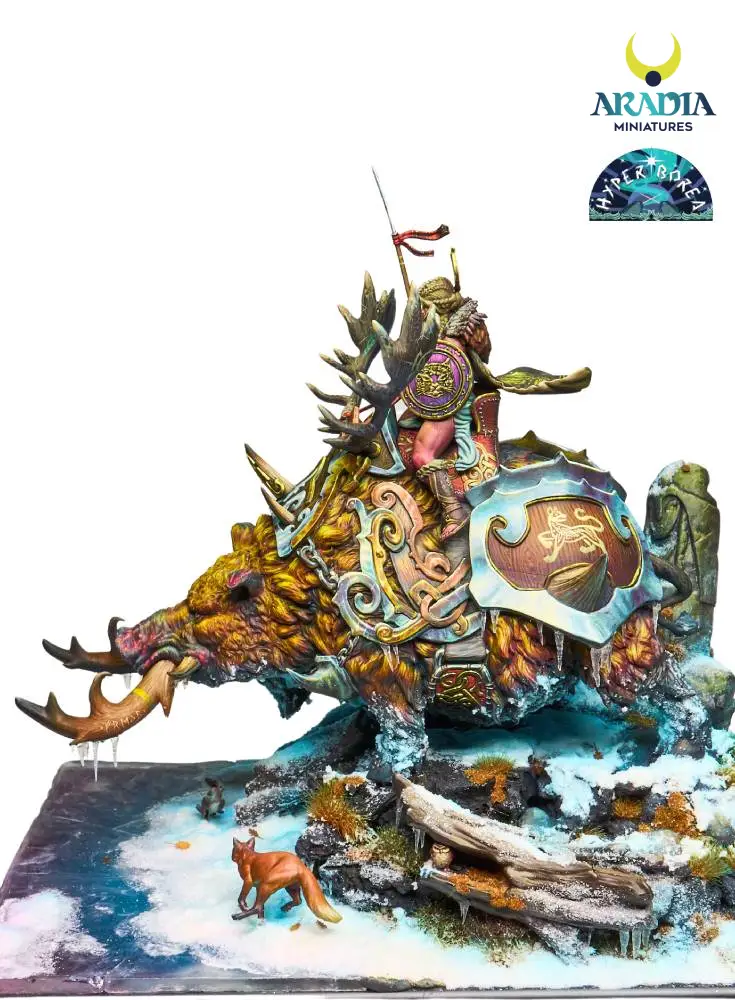 Aradia Minis Hyperborea Freya on Hildisvíni figurine résine