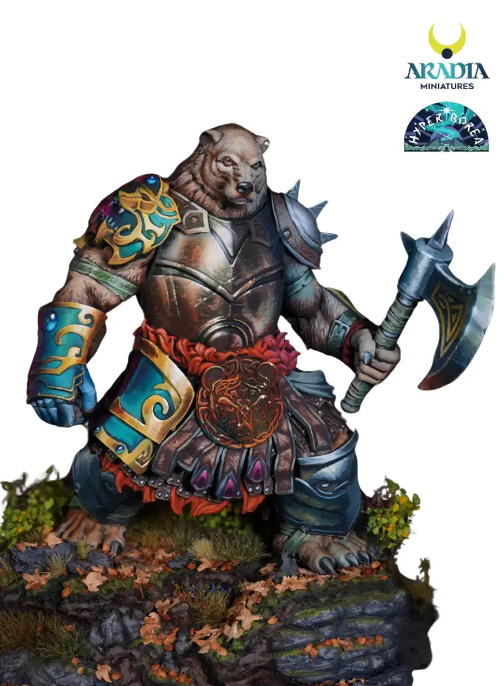 Hyperborea Bearserker figurine résine guerrier ours
