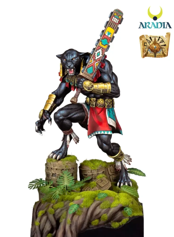 Aradia Paititi Tezcatlipoca figurine résine 75mm jaguar