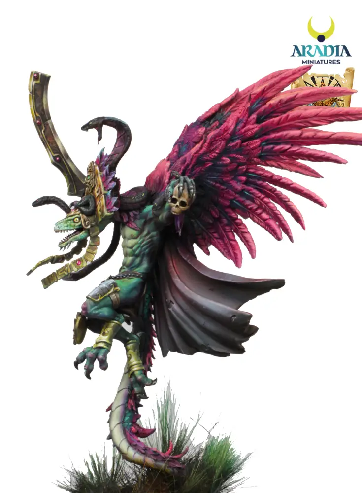 Paititi Quetzalcoatl figurine résine serpent à plumes