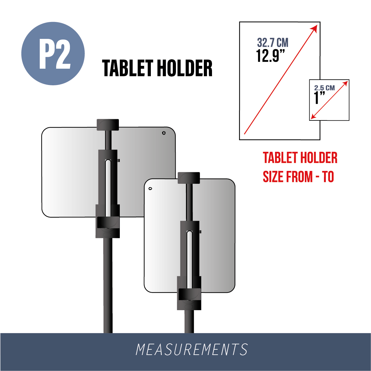 GLOFORCE COMPONENTS P2 Support tablette réglable mains libres