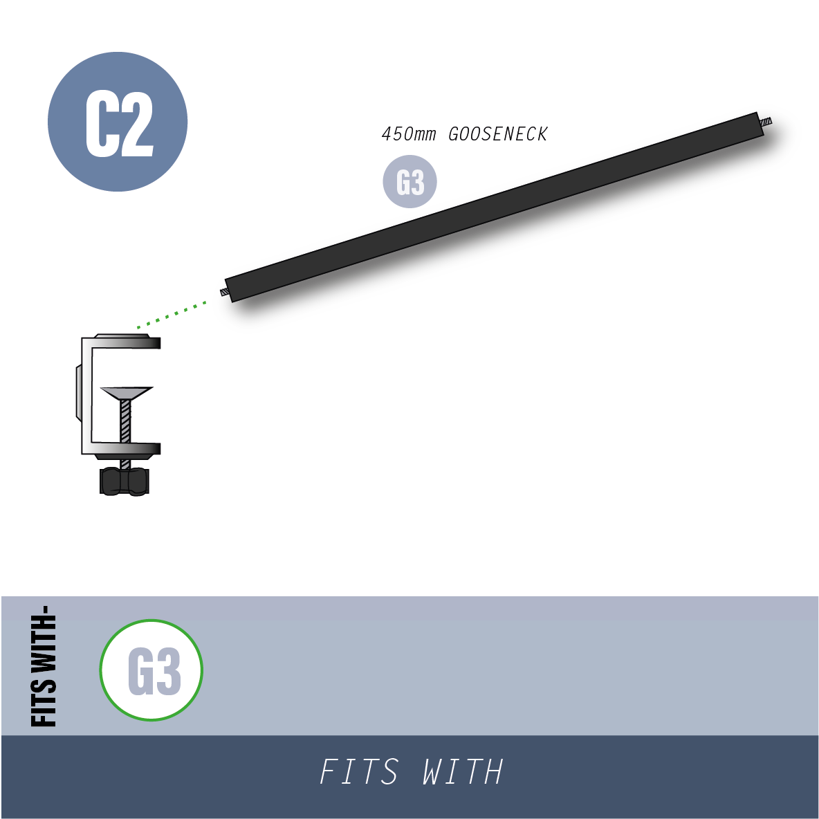Gloforce Components C2-Table G Clamp pince établi 65mm