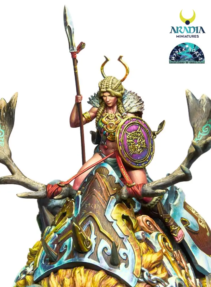 Aradia Minis Hyperborea Freya on Hildisvíni figurine résine