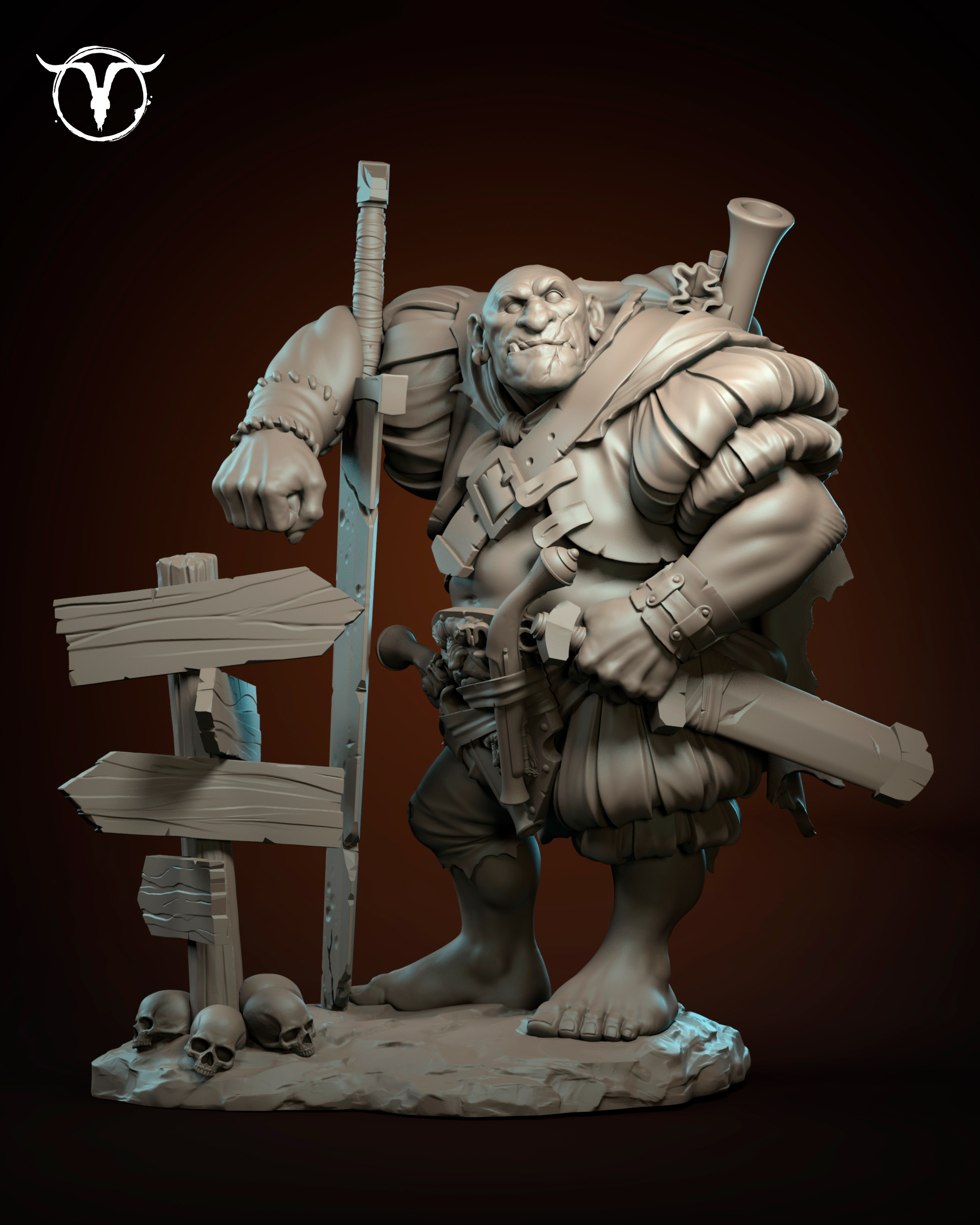 Akelarre Models Marduk Ogre 80mm figurine résine gold