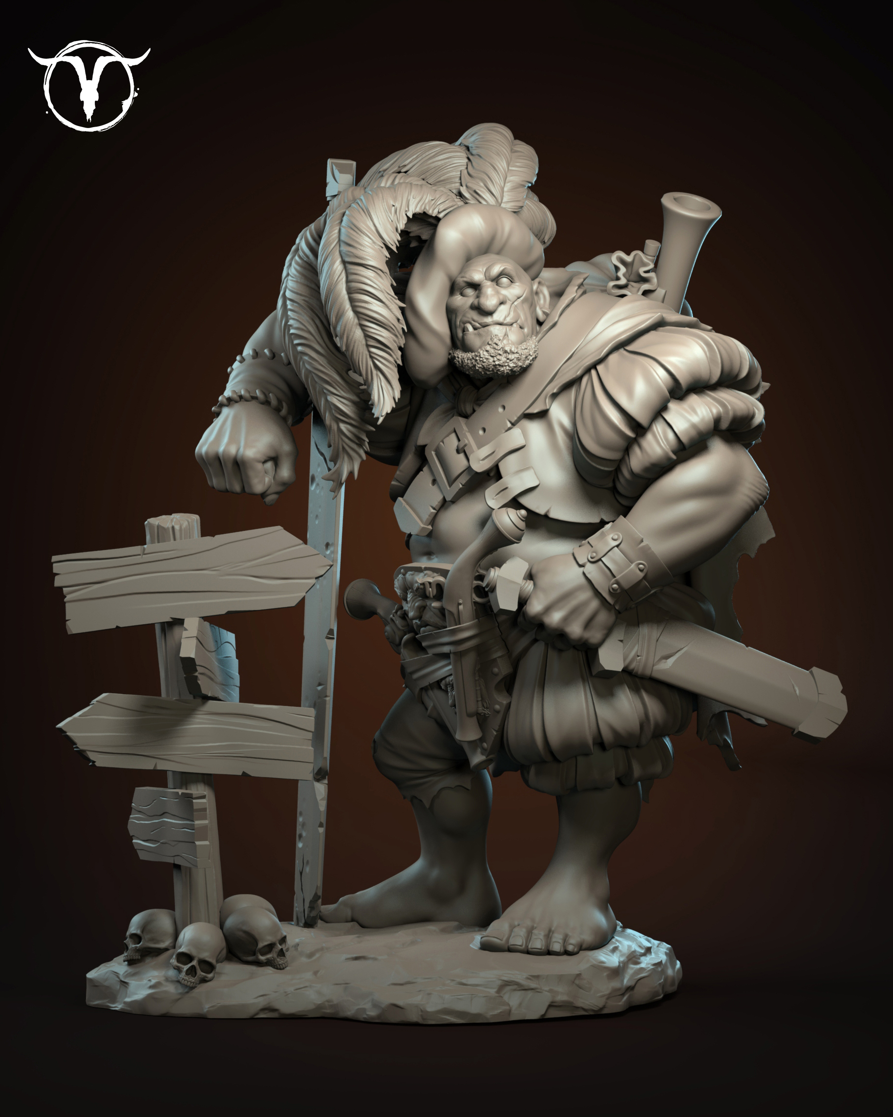 Akelarre Models Marduk Ogre 80mm figurine résine gold