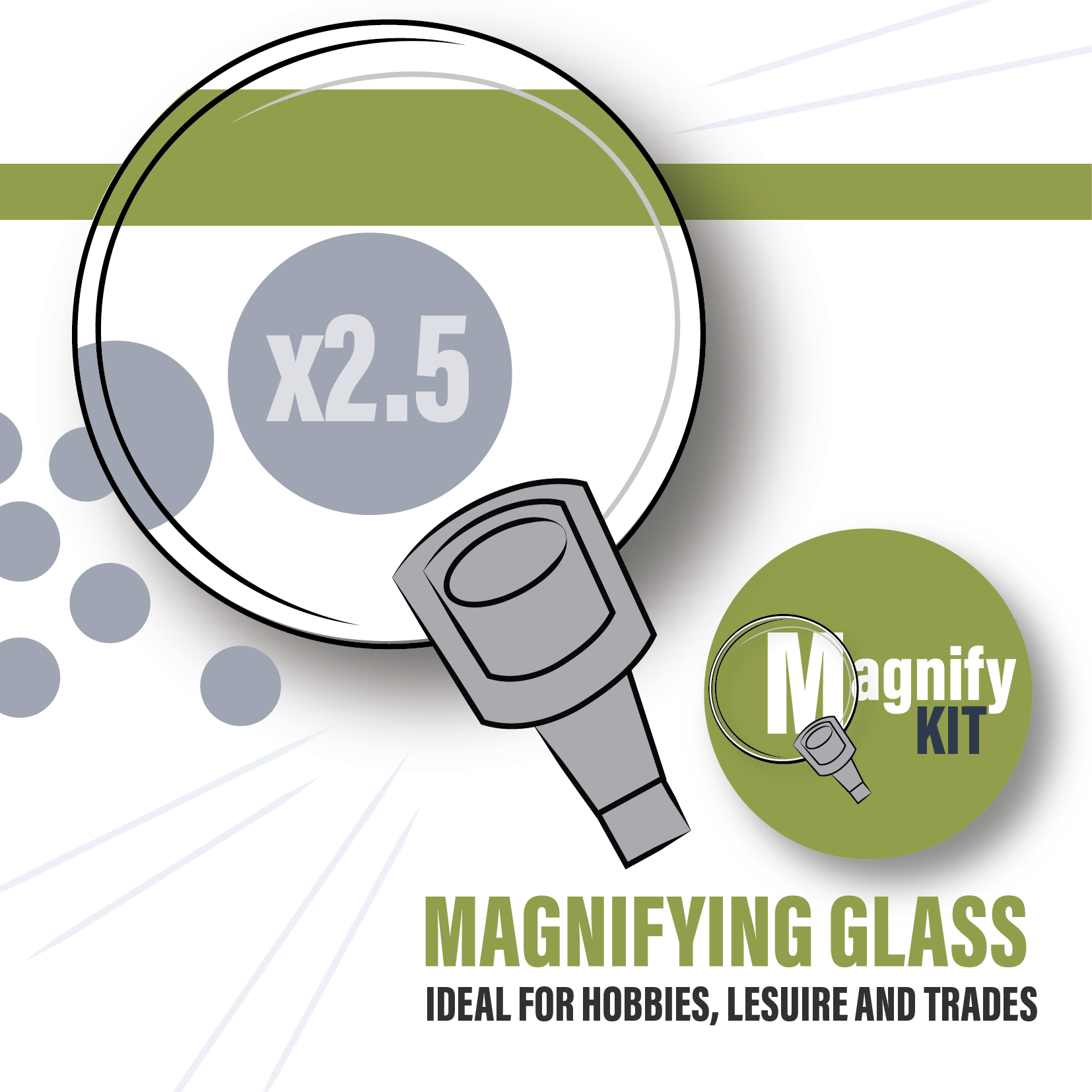 Gloforce Magnify Kit loupe 2,5x pied H1 aimant M1