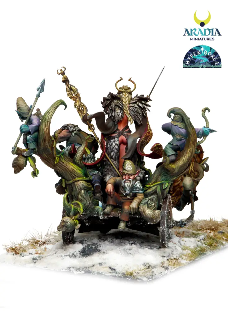Aradia Hyperborea Freya on chariot figurine résine char