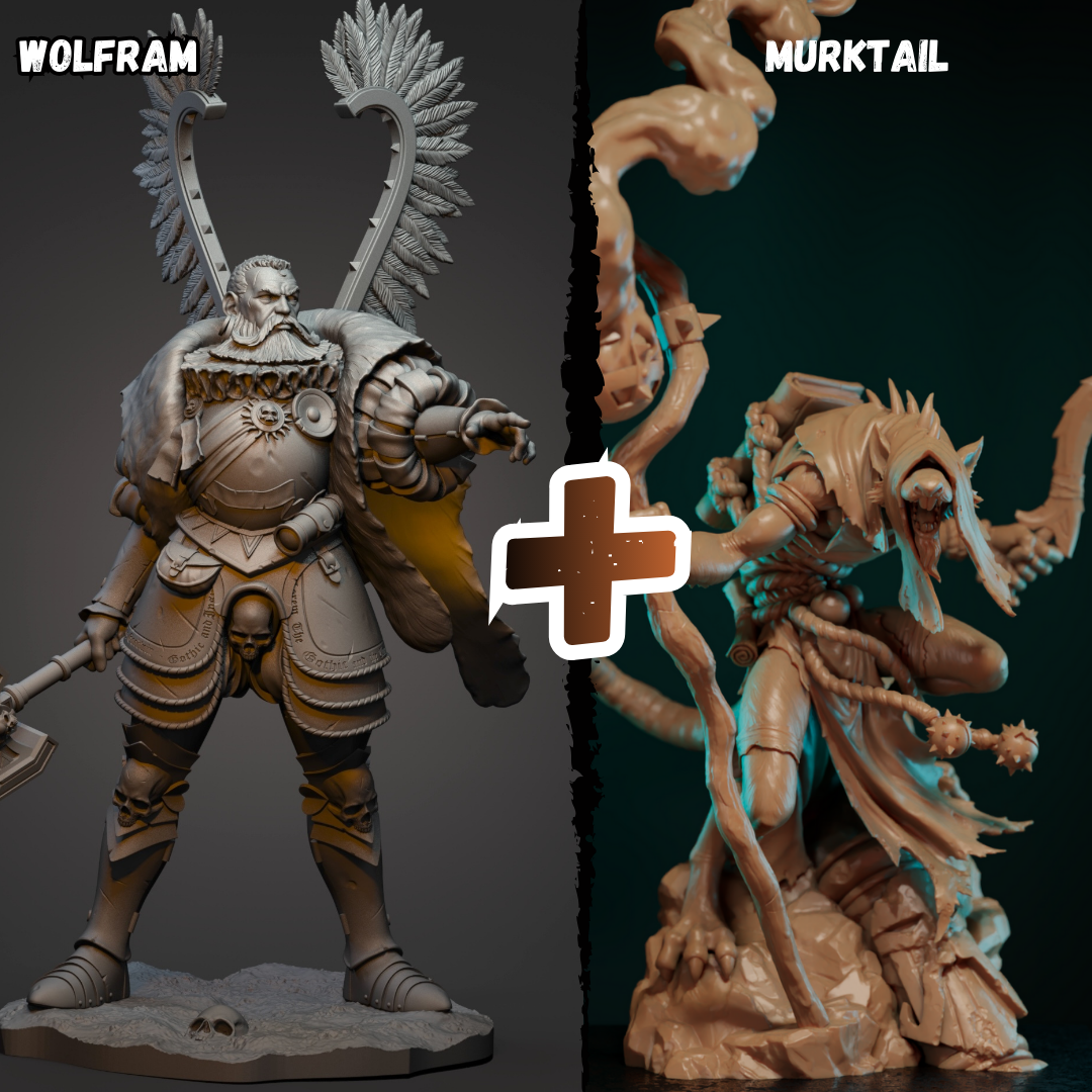 Akelarre Models 75/80 mm Wolfram + Murktail pack figurine résine