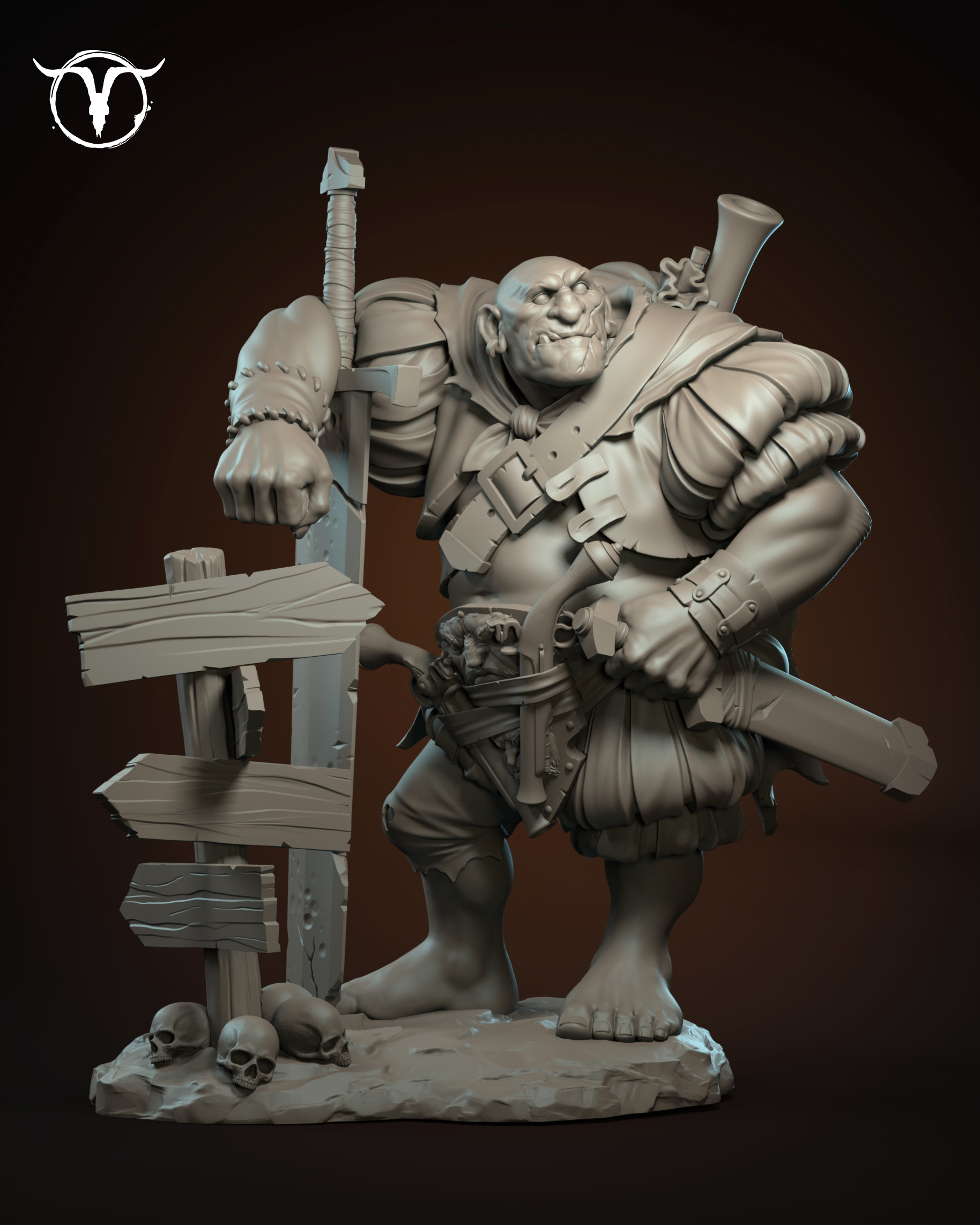 Akelarre Models Marduk Ogre 80mm figurine résine gold