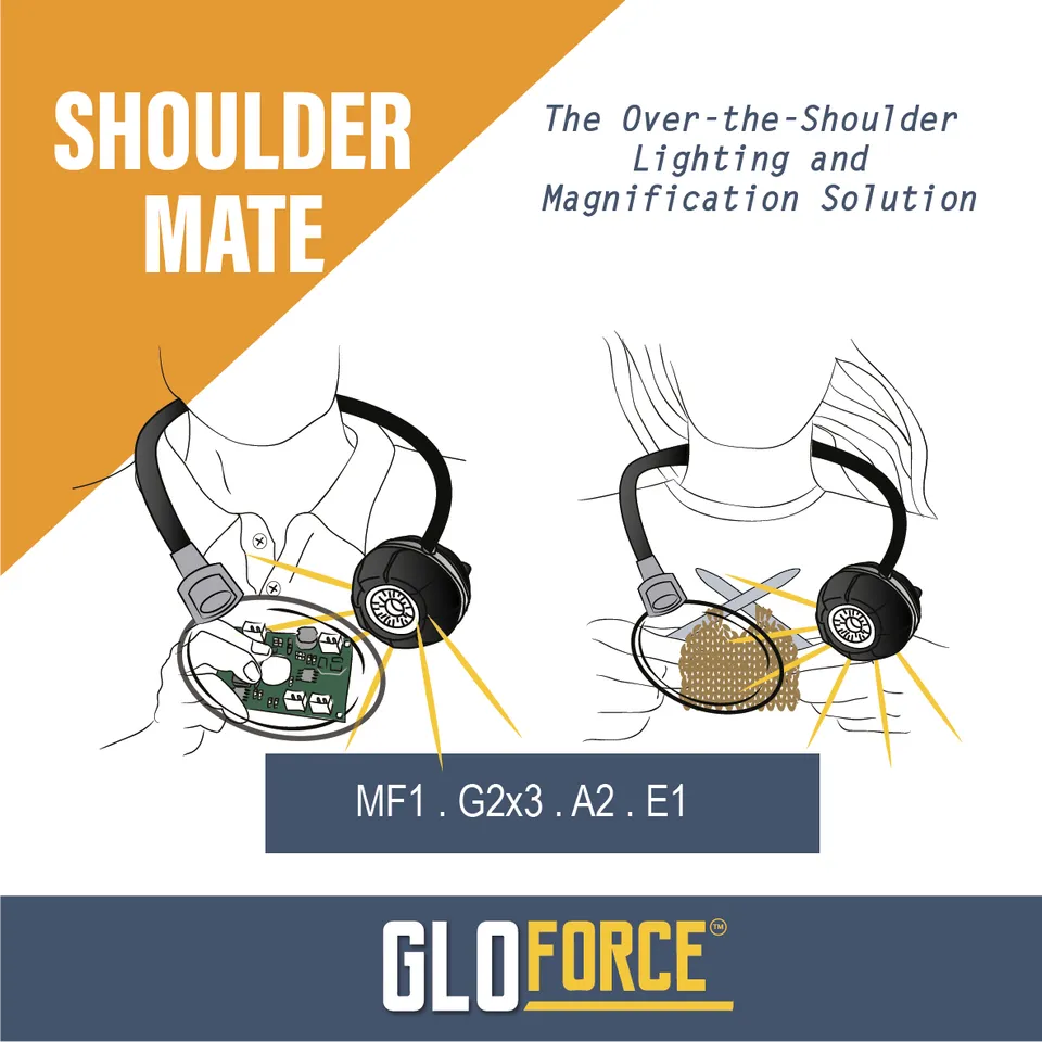 GLOFORCE COMBO SHOULDER MATE Lampe loupe 1000 lumens 2.5X