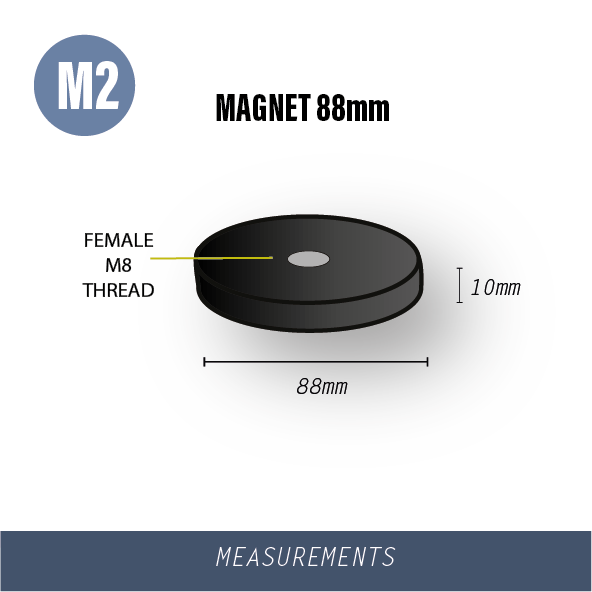 GloForce COMPONENTS M2-MAGNET Aimant 88mm 40kg Caoutchouté