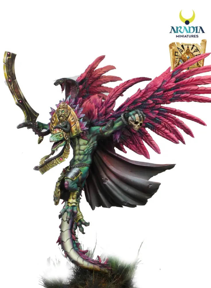 Paititi Quetzalcoatl figurine résine serpent à plumes