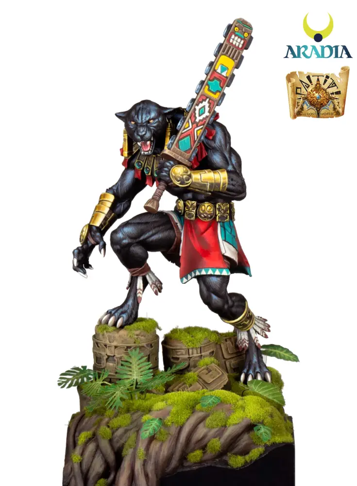 Aradia Paititi Tezcatlipoca figurine résine 75mm jaguar