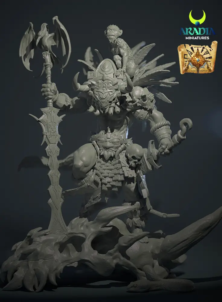 Aradia Minis Paititi Tonatiuh figurine résine prêtre soleil