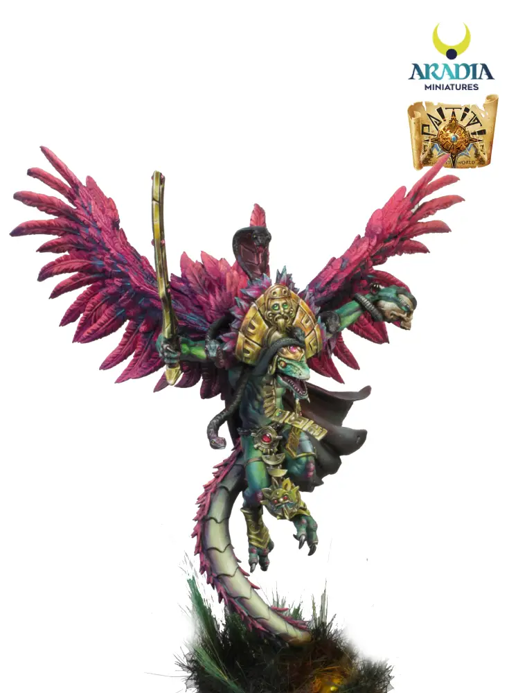 Paititi Quetzalcoatl figurine résine serpent à plumes