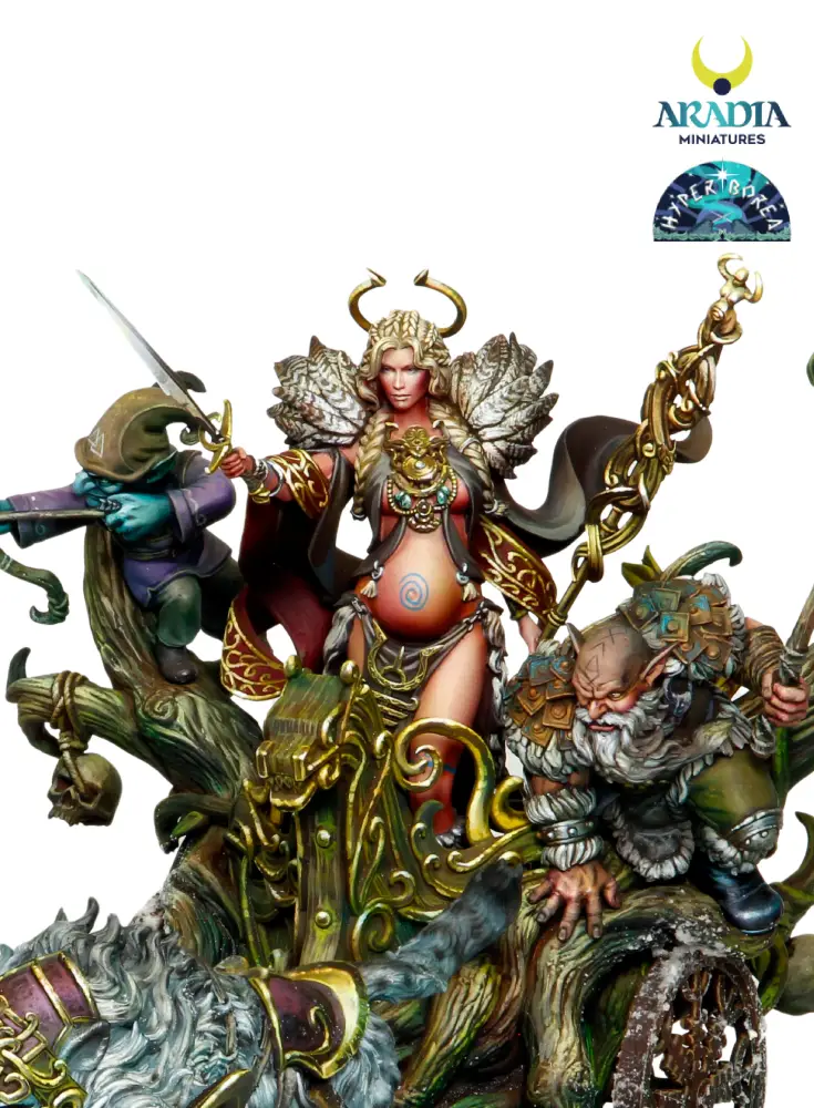 Aradia Hyperborea Freya on chariot figurine résine char