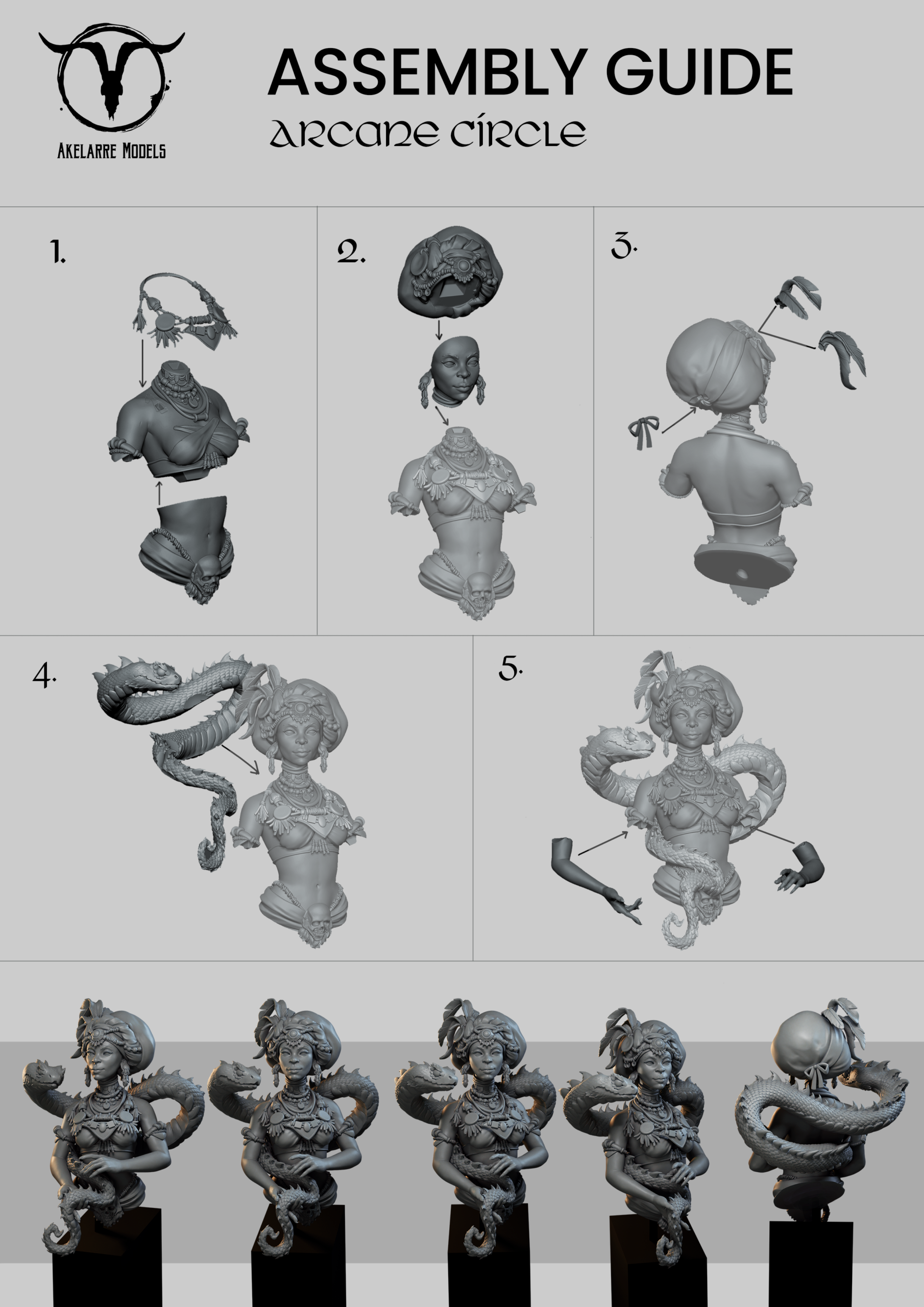 Akelarre Models Busts Mambo Naga buste résine prêtresse serpent